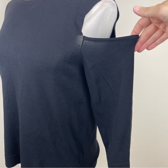 Cable & Gauge Solid Black Cold Shoulder Long Sleeve Blouse Top Women New Medium - Picture 3 of 6